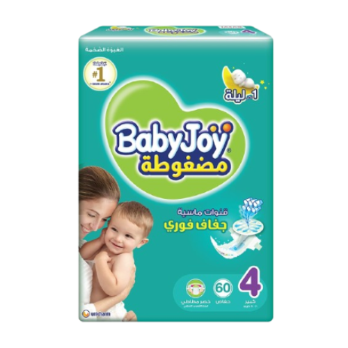 بيبي جوي كلوت مضغوط مقاس 4، كبير، 60 حفاضة
